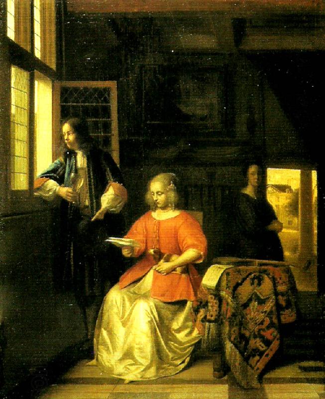 Pieter de Hooch interior med lasande ung dam